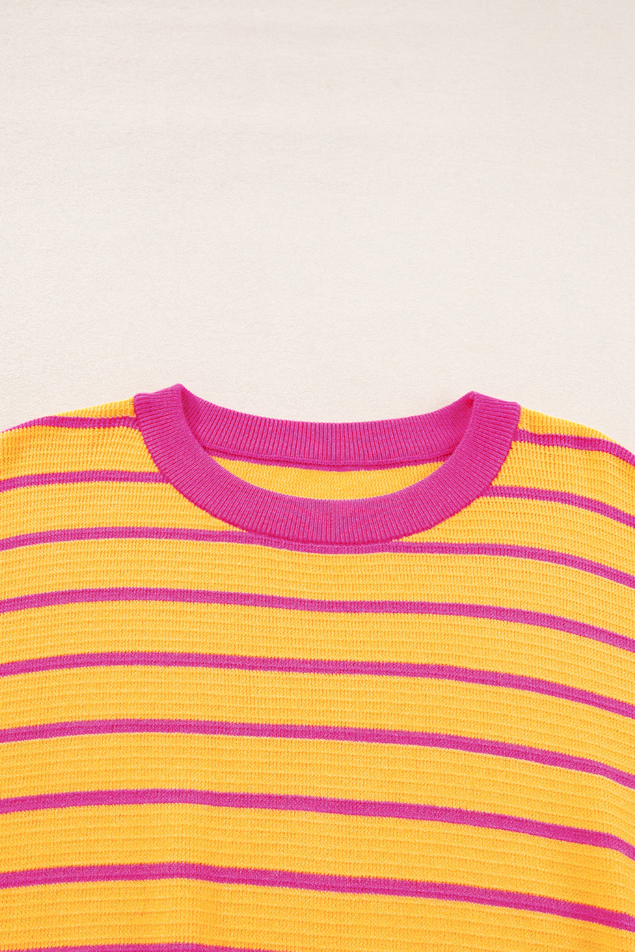 Striped Crew Neck Drop Shoulder Loose Sweater- 3 Colors