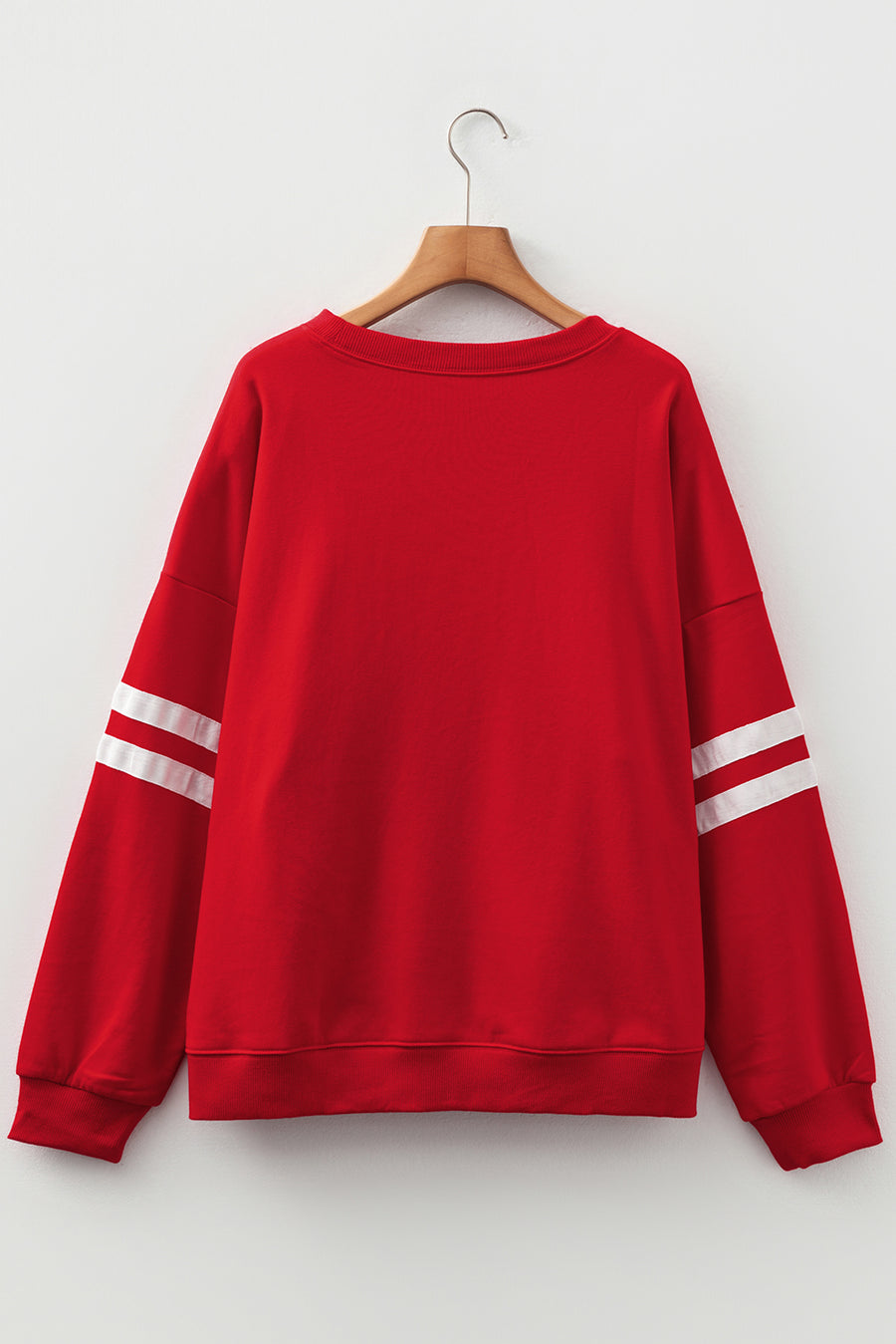 Plus Size Varsity Striped Crew Neck Sweatshirt- 2 Colors