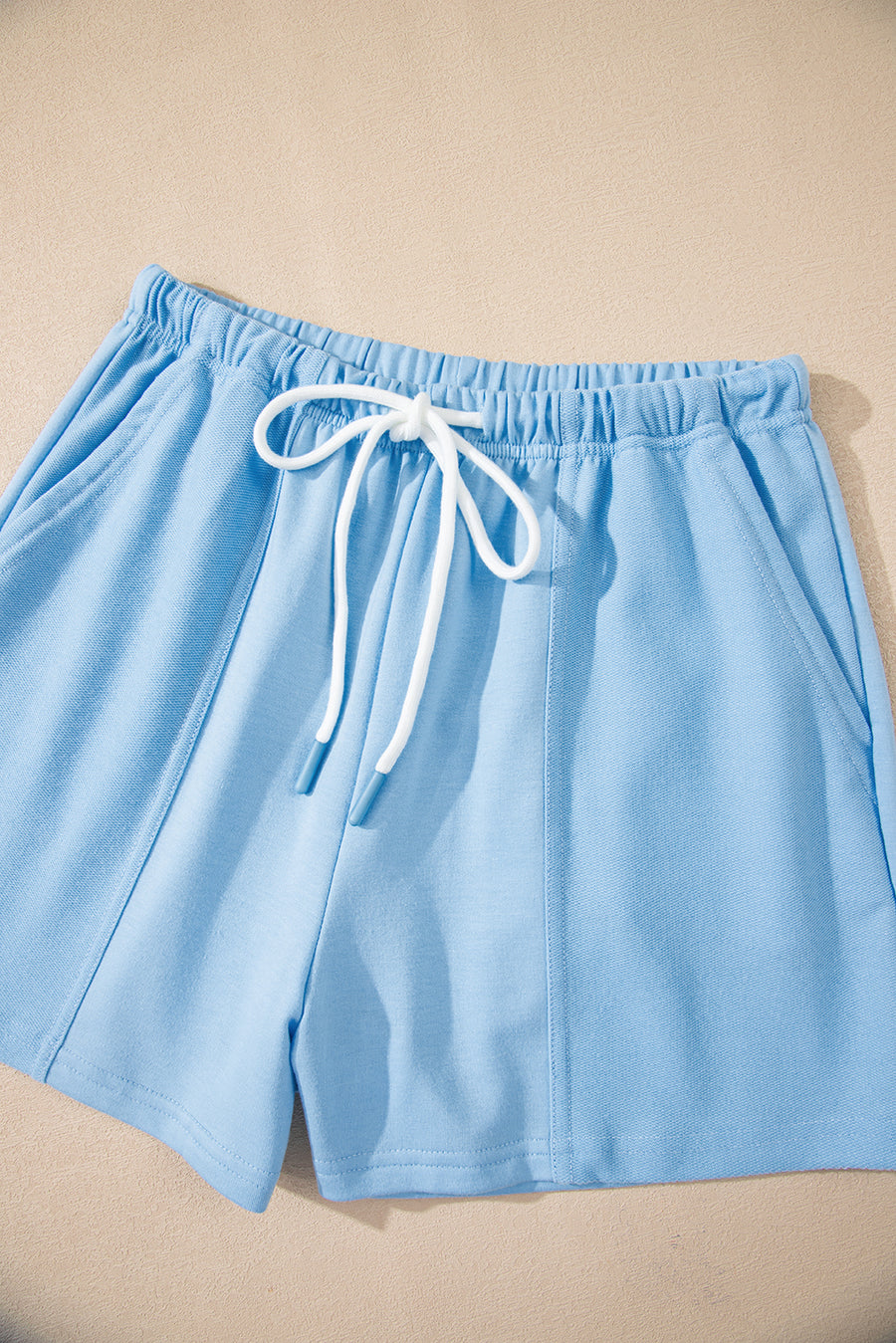 V-Neck Drop Shoulder T-Shirt and Patchwork Shorts Set- 3 Colors
