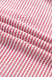 Red Striped Tie Straps Contrast Trim High Waist Ruffle Hem Maxi Dress