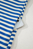 Striped Ruffle Short Sleeve Contrast Neckline Mini Dress- 3 Colors