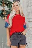 Stars and Stripes Contrast Puff Sleeve Top- 2 Colors