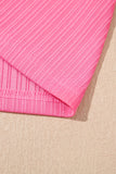 Bright Pink Textured Ruffle Trim Crop Top and Drawstring Skirt Set