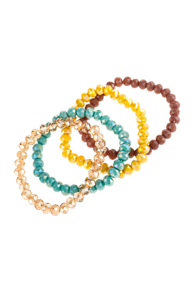 Four-Line Glass Beads Stretch Bracelet