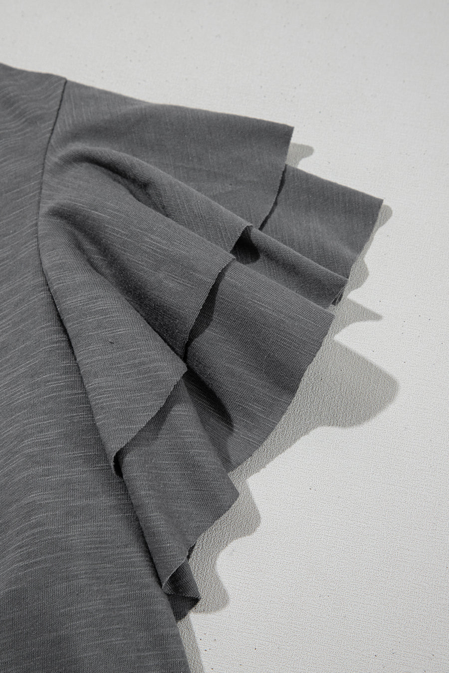 Dark Grey Ruffled Short Sleeve T-Shirt