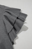 Dark Grey Ruffled Short Sleeve T-Shirt