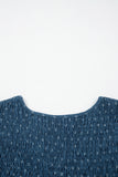 Plus Size Slate Blue V-Neck Swiss Dot Lace Detail Flared Midi Dress with Pockets