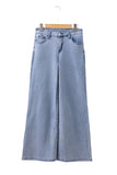 Beau Blue Button Zip High-Waist Flared Hem Jeans