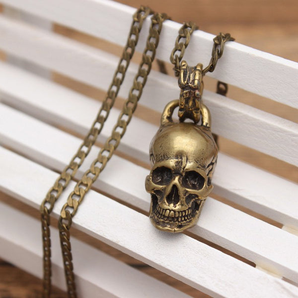 Brass Skull Necklace- 3 Sizes