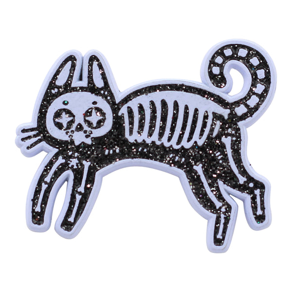 Black Cat Skeleton Enamel Pin- 2 Options