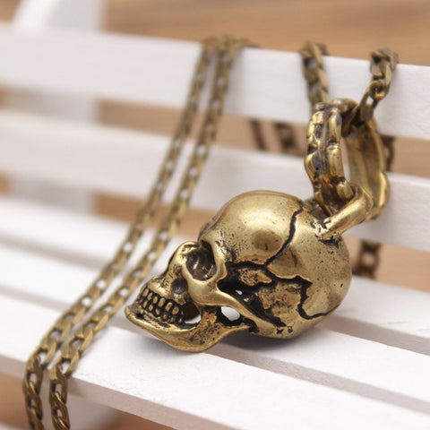 Brass Skull Necklace- 3 Sizes