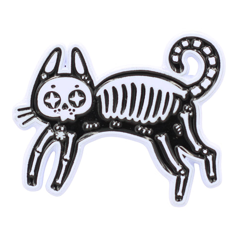 Black Cat Skeleton Enamel Pin- 2 Options