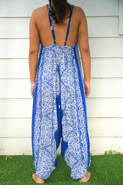 Bohemian Harem Jumpsuit- Blue Lotus