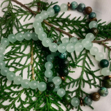 Green and White Agate Bead Bracelet with Copper Spacers