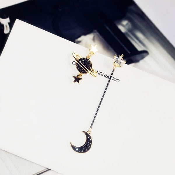 Moon, Star, & Planet Asymmetrical Earrings