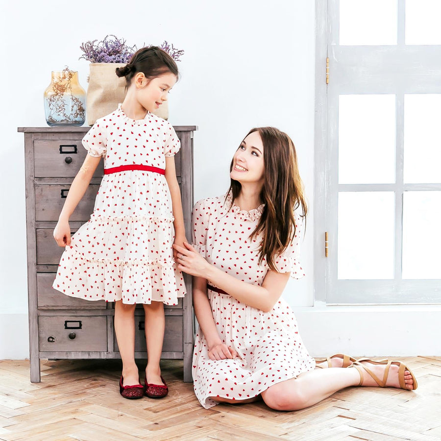 (Mommy&Me) Heart-shaped polkadot (set of 2)