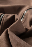 Contrast Cuff Drop Shoulder Zip-Up Tunic Hoodie- 3 Colors