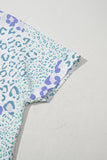 Periwinkle Leopard Print V-Neck Short Sleeve T-Shirt