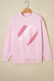 Light Pink Heart Quilt Patch Oversized Sweatshirt