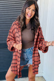 Green Plaid Long Sleeve Collar Shirt Shacket