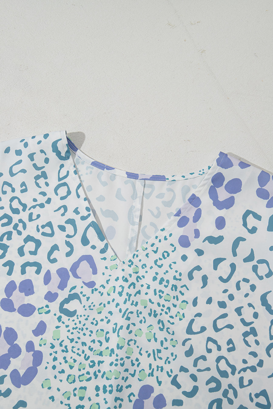 Periwinkle Leopard Print V-Neck Short Sleeve T-Shirt