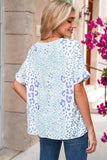 Periwinkle Leopard Print V-Neck Short Sleeve T-Shirt