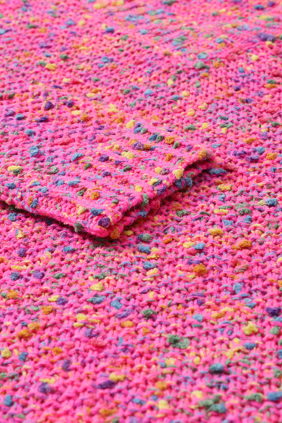 Hot Pink Multicolored Confetti Chunky Knit Sweater