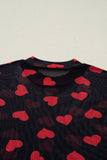 Heart Printed Sheer Mesh Long Sleeve Top- 2 Colors