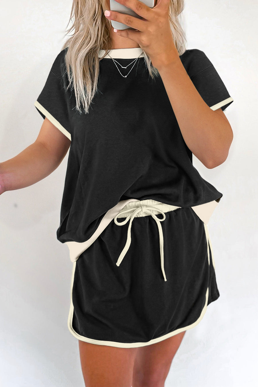 *Pre-Order* Color Block Drop Shoulder T-Shirt and Skort Set- 5 Colors