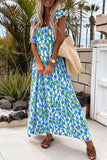 Floral Print Square Neck Ruffled Strap Maxi Dress- 2 Colors