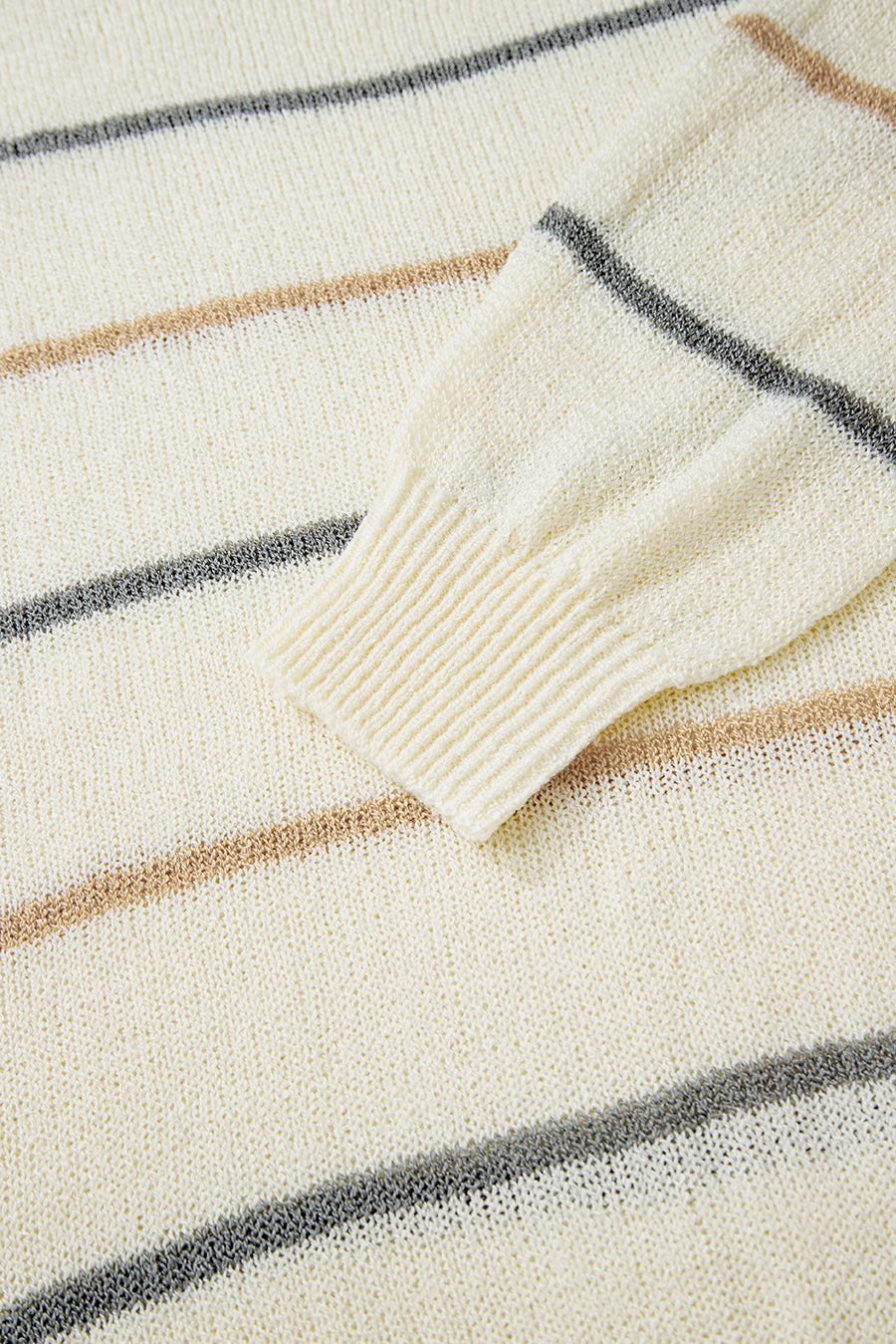 Striped Ribbed Edge Drop Shoulder Sweater- 2 Colors