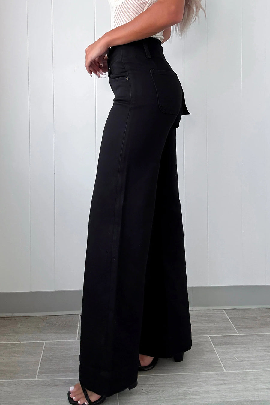 2-Button High Waist Wide Leg Jeans- 4 Colors