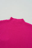 Green Pocket Ribbed Knit Short Sleeve Sweater- 9 Colors