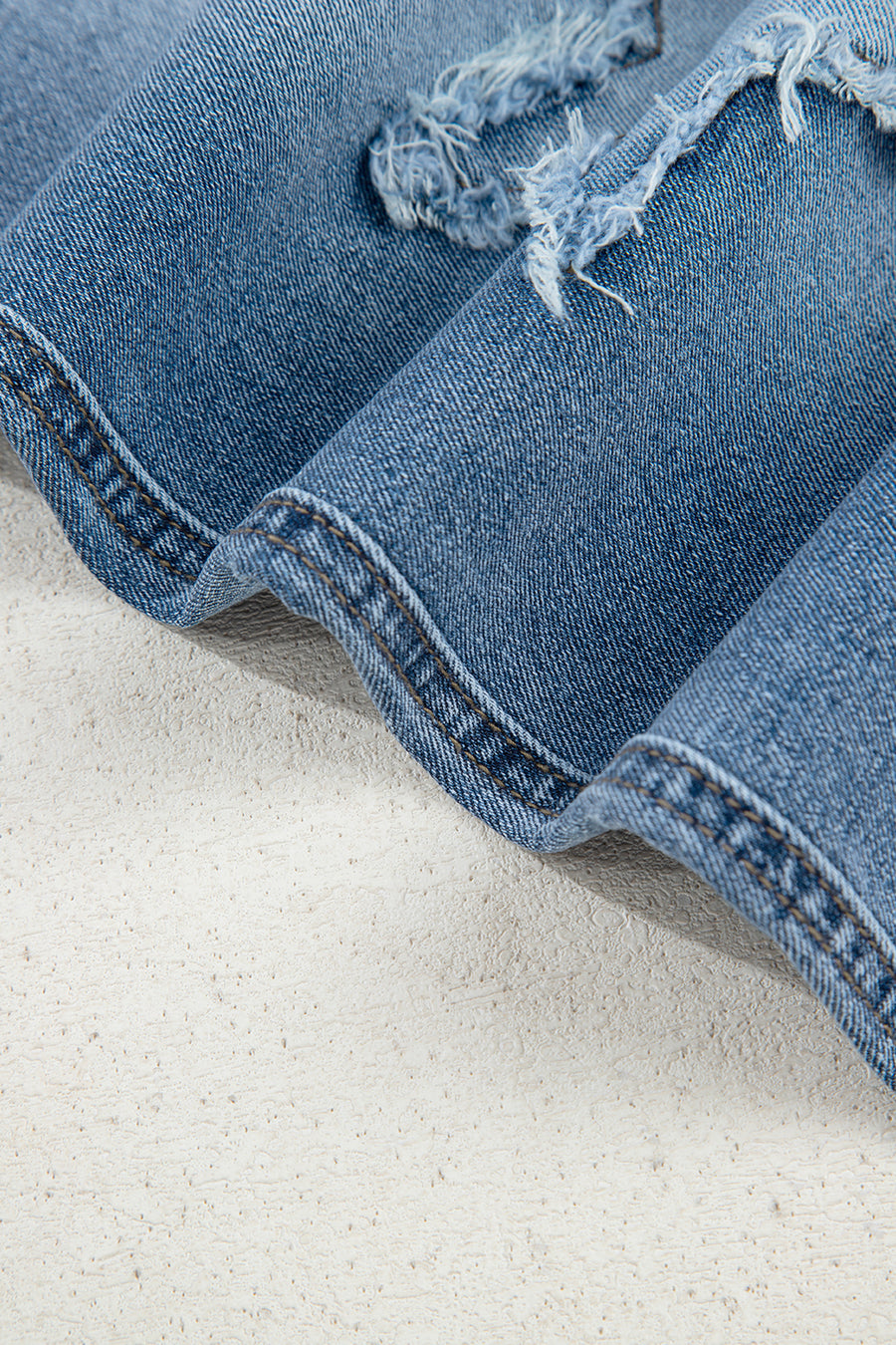 Stone Blue Star Patchwork Light Wash Wide Leg High-Waist Jeans