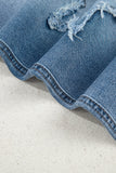 Stone Blue Star Patchwork Light Wash Wide Leg High-Waist Jeans