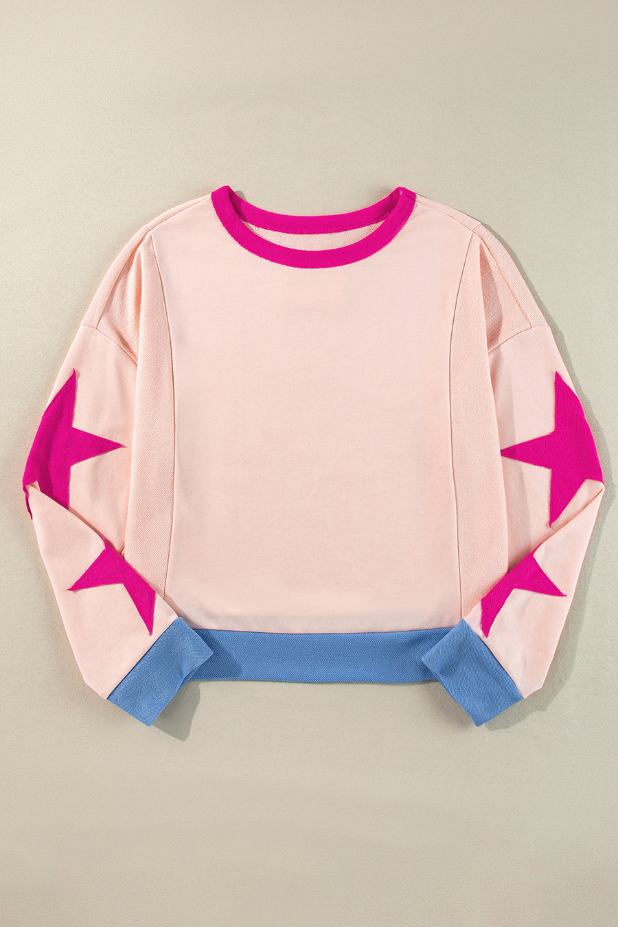 Star Patchwork Exposed Seam Oversized Sweatshirt- 3 Colors