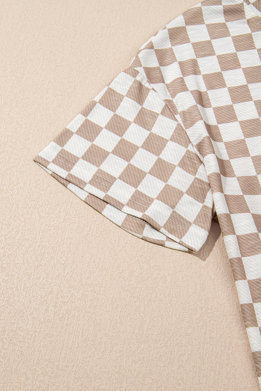 Brown Checkerboard T Shirt and High Waist Skort Set