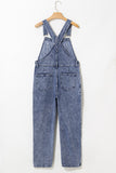 Mineral Wash Blue Straight Leg Denim Overalls