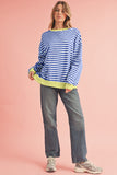 Striped Contrast Trim Oversized Sweatshirt- 4 Colors