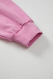 Bright Pink Lace Patchwork Raglan Sleeve Loose Fit Sweatshirt