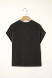 Twist Ribbed Color Block Pocket Crew Neck T-Shirt- 4 Colors