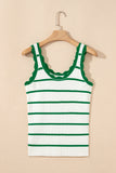 Scalloped Edge Striped Ribbed Tank Top- 2 Colors