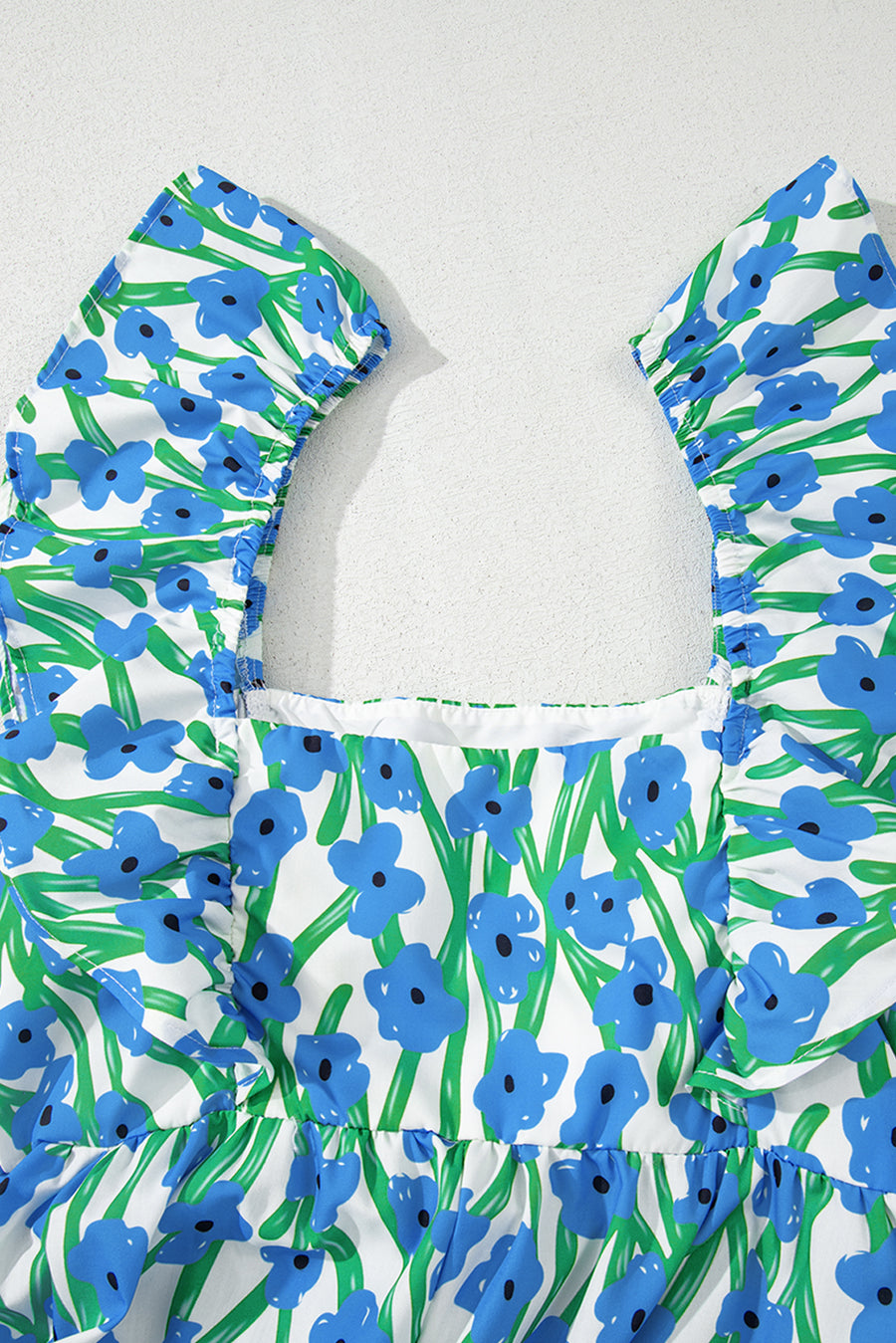 Floral Print Square Neck Ruffled Strap Maxi Dress- 2 Colors