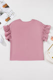 Toadstool Satin Ruffle Sleeve V-Neck Blouse