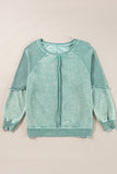 Waffle Knit Patchwork Raglan Sleeve Sweatshirt- 3 Colors