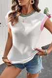 Color Block Corded Crew Neck T-Shirt- 2 Colors