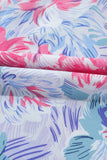 Blue and Pink Floral Spaghetti Strap Surplice Neck Shirred Waist Mini Dress