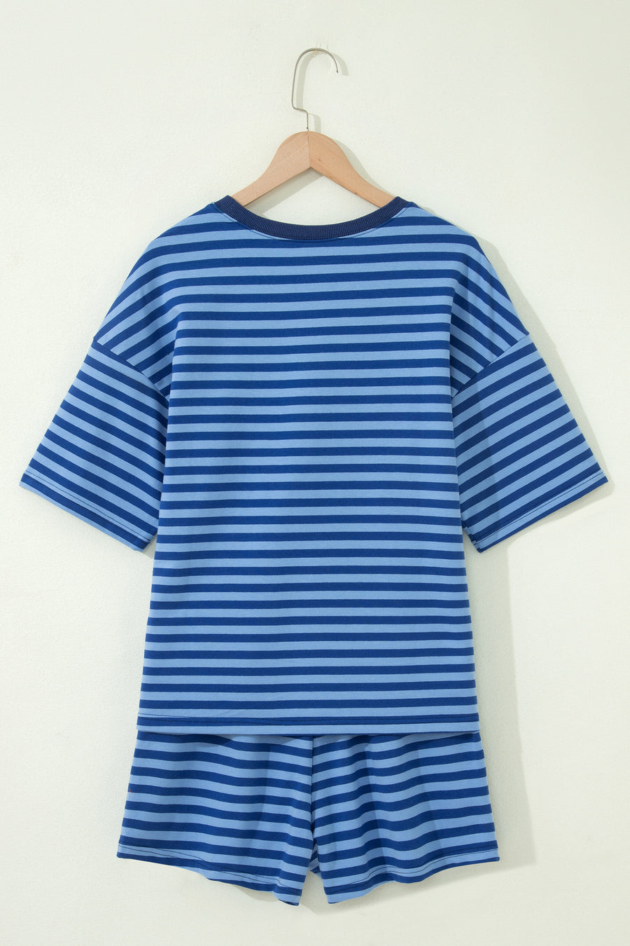 Striped Ribbed Short Sleeve T-Shirt and Shorts Set- 3 Colors