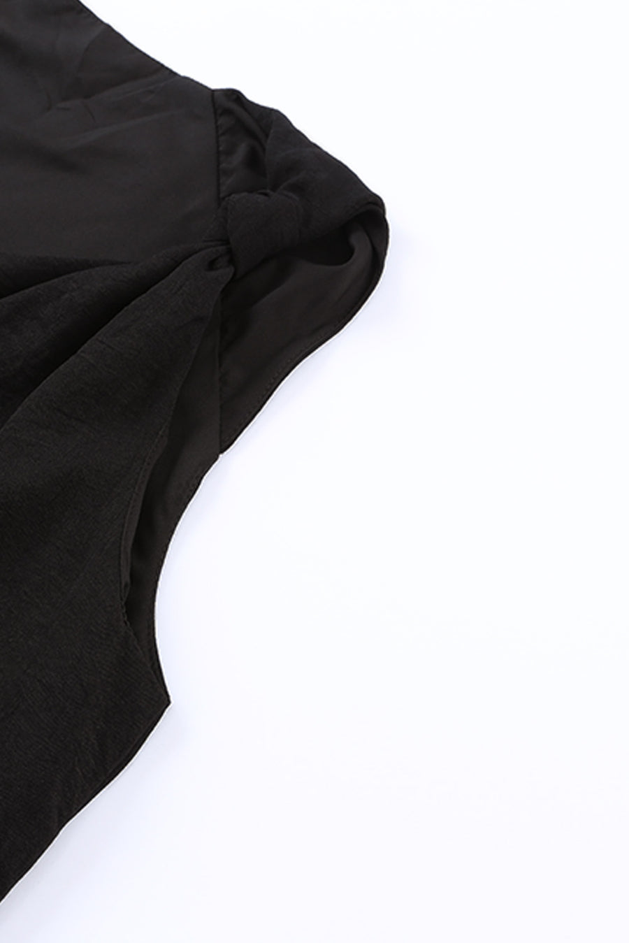 Black V-Neck Knotted Shoulder Tank Top