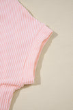 Twist Ribbed Color Block Pocket Crew Neck T-Shirt- 4 Colors